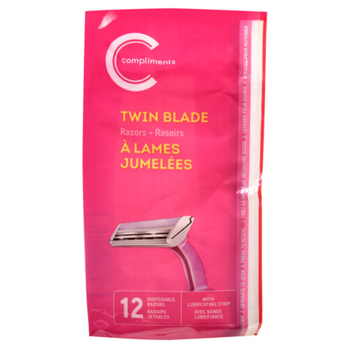Compliments Women's Disposable Razors Twin Blade 12 Pack