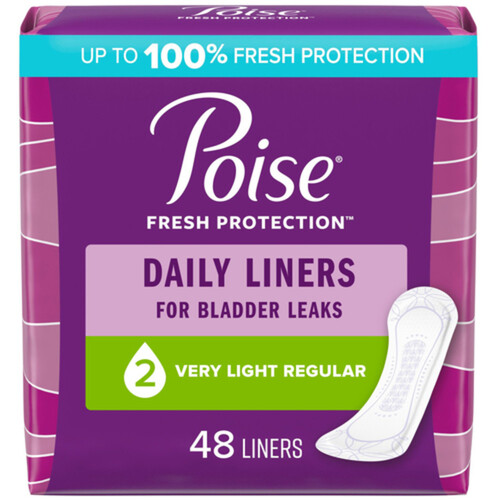 Poise Very Light Absorption Panty Liners Regular length 48 Count