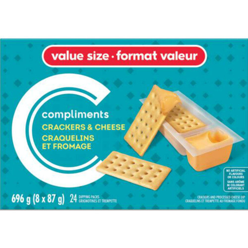 Compliments Snack Crackers & Cheese Dip Value Size 696 g