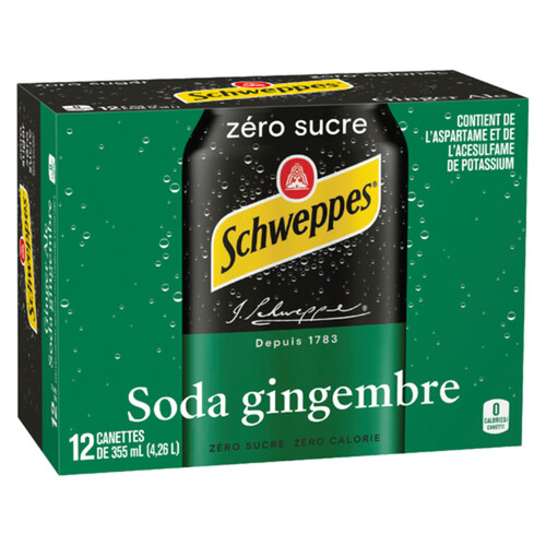 Schweppes Ginger Ale Zero Sugar 12 x 355 ml (cans)