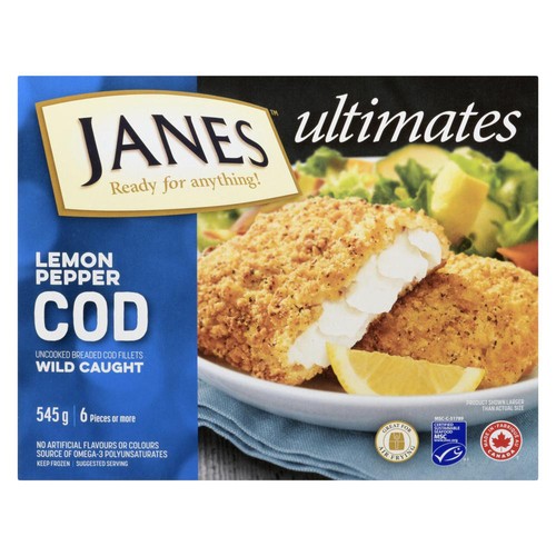 Janes Frozen Cod Uncooked Breaded Lemon Pepper 545 g