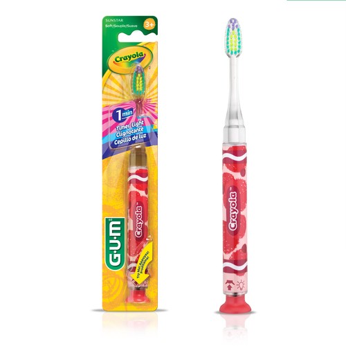 GUM Crayola Kids 3+ Timer Light Toothbrush Soft Bristles 1 Pack