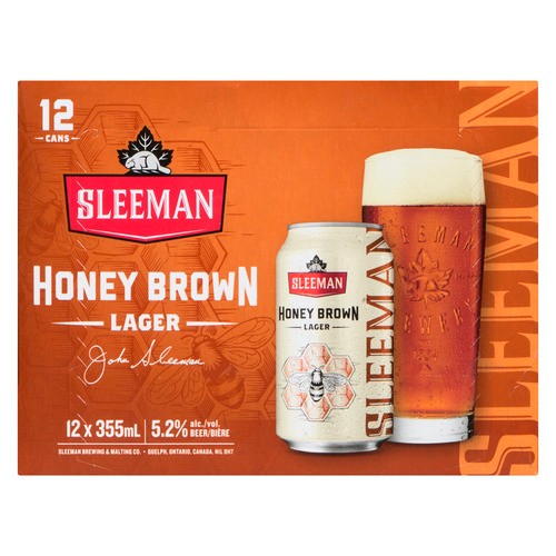 Sleeman Beer 5.2% Alcohol Honey Brown Lager 12 x 355 ml (cans)