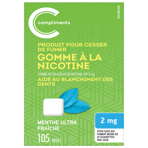 Compliments Anti Smoking Aid 2mg Nicotine Gum Chill Mint 105 EA