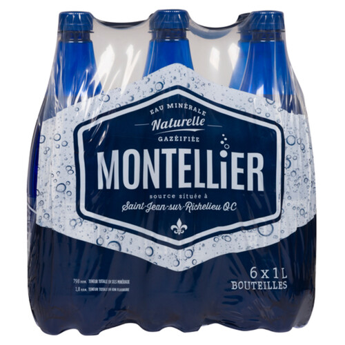 Montellier Water Natural Carbonated Mineral 6 x 1 L (bottles)
