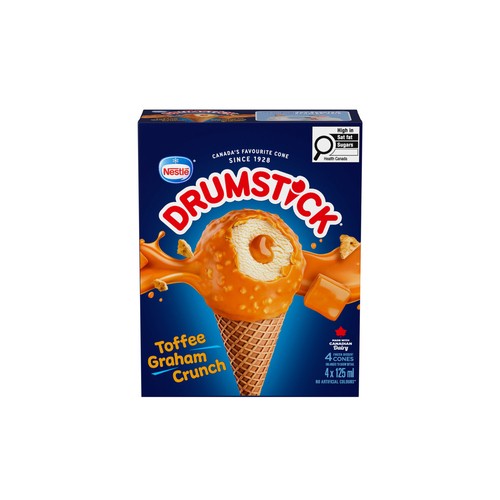 Nestle Drumstick Frozen Dessert Cones Toffee Graham Crunch 4 x 125 ml