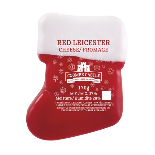 Coombe Castle Wax Cheese Seasonal Santa Stocking Red Leicester Red White 170 g