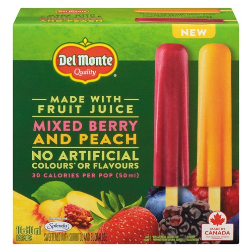 Del Monte Juice Bars Berry And Peach 10 x 50 ml