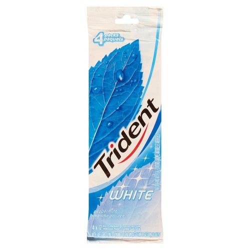 Trident White  Sugar Free Peppermint Gum 4 Pack x 12 Pieces 