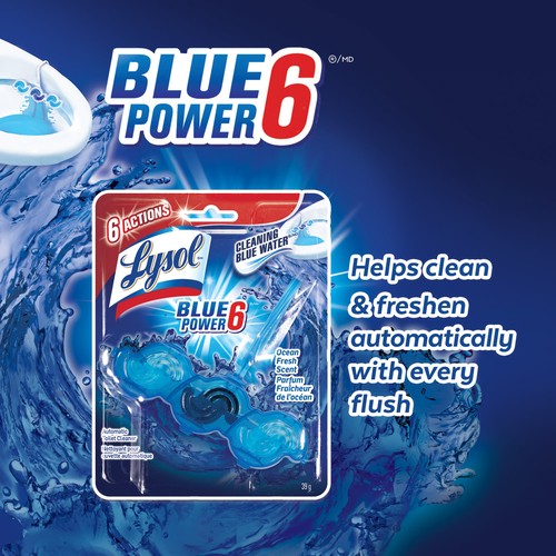 Lysol Cleaning Blue Power 6 Action Block Ocean Fresh Scent 39 g