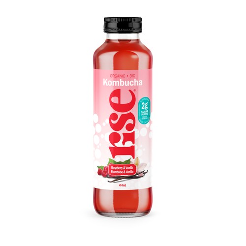 Rise Organic Kombucha Raspberry & Vanilla 414 ml (bottle)