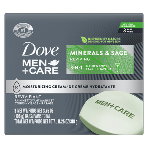 Dove Men+Care Elements Body And Face Bar Minerals + Sage 106 g 3ct