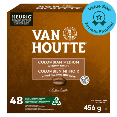 Van Houtte Coffee Pods Colombian Medium Roast 48 K-Cups 456 g 