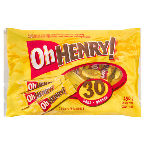 Oh Henry! Chocolates Bars Snack Size Candy 30 Count 450 g