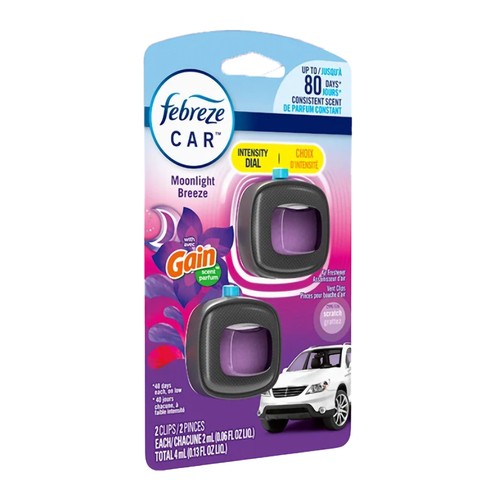 Febreze Car Air Freshener Clip Moonlight Breeze 2 Pack 4 ml