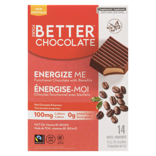 Four X Better Chocolate Dietary Supplement Energize Me Espresso Bites 14 Count