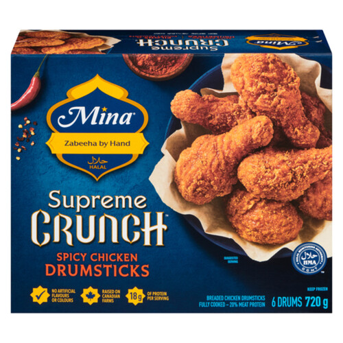 Mina Halal Frozen Chicken Drumsticks Supreme Crunch Spicy 720 g