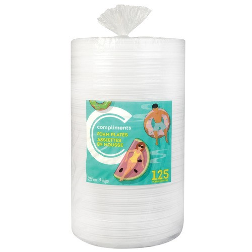 Compliments Foam Plates 9-inch 125 Pack