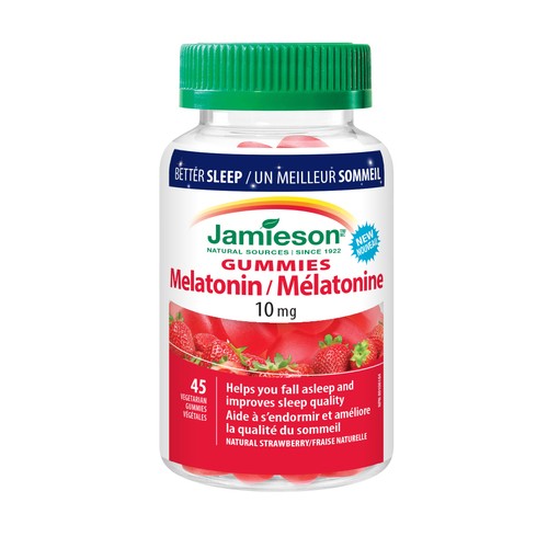 Jamieson Melatonin 10 mg Vegetarian Gummies Natural Strawberry 45 Count