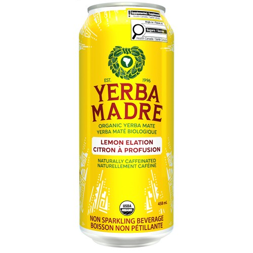 Guayaki Organic Yerba Mate Caffeinated Beverage Lemon Elation 458 ml (can)