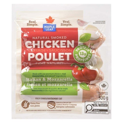 Maple Leaf Natural Smoked Chicken Sausage Italian & Mozzarella 300 g