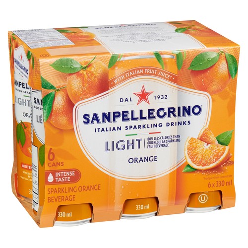 Sanpellegrino Sparkling Orange Beverage Light 6 x 330 ml (cans)