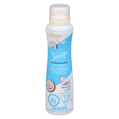 Secret Deodorant Dry Spray Aluminum Free Coconut And Hemp Seed Oil 116 g