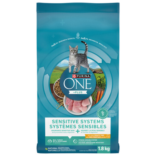 Purina ONE +Plus Dry Cat Food Sensitive Systems Turkey 1.8 kg