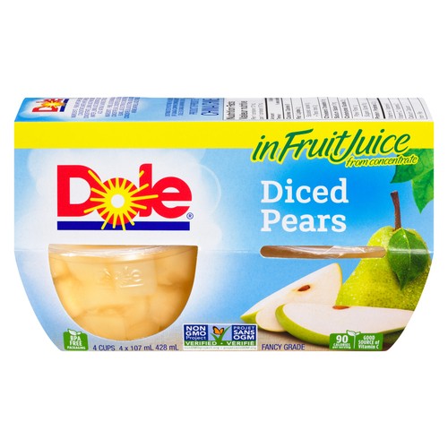 Dole Diced Fruit Bowl Pears 4 x 107 ml