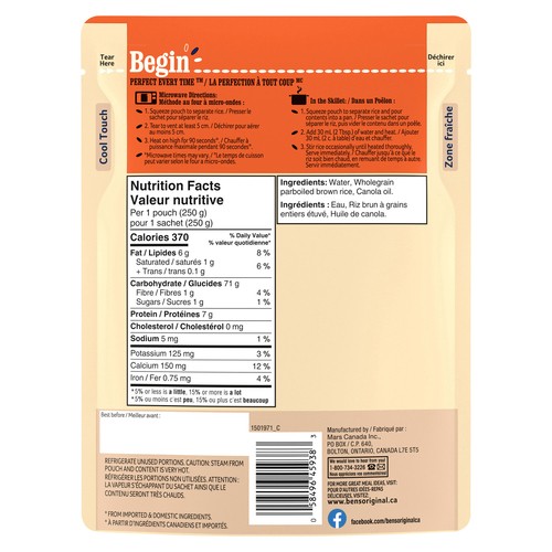 Ben's Original Bistro Express Brown Rice Side Dish Whole Grain 250 g