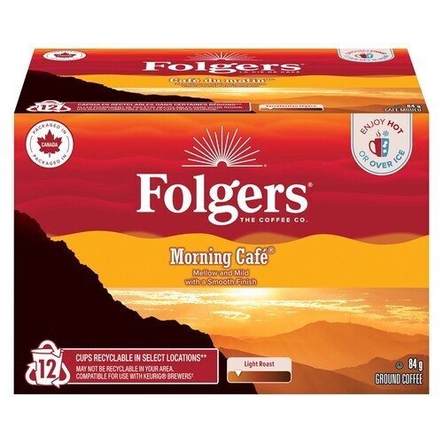 Folgers Ground Coffee Morning Cafe Light Roast 12 K-Cups 84 g