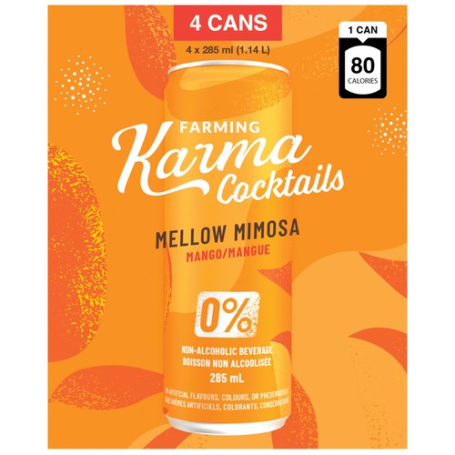 Farming Karma Cocktails Non-Alcoholic Mellow Mimosa Mango 4 x 285 ml