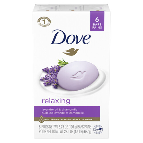 Dove Relaxing Beauty Bar Soap Lavender Oil & Chamomile 6 x 106 g