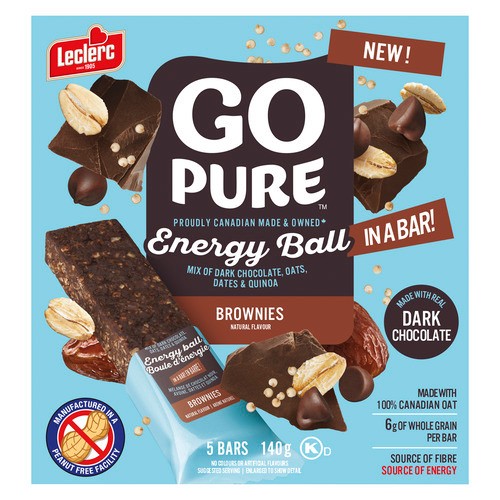 Leclerc Go Pure Peanut-Free Cereal Bar Brownies 140 g
