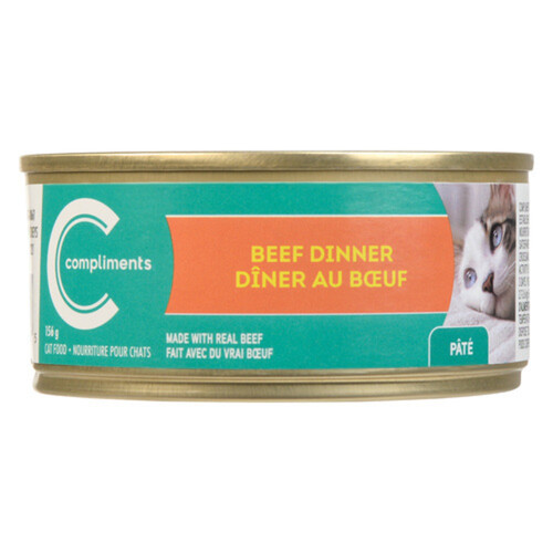 Compliments Wet Cat Food Pate Beef Dinner 156 g
