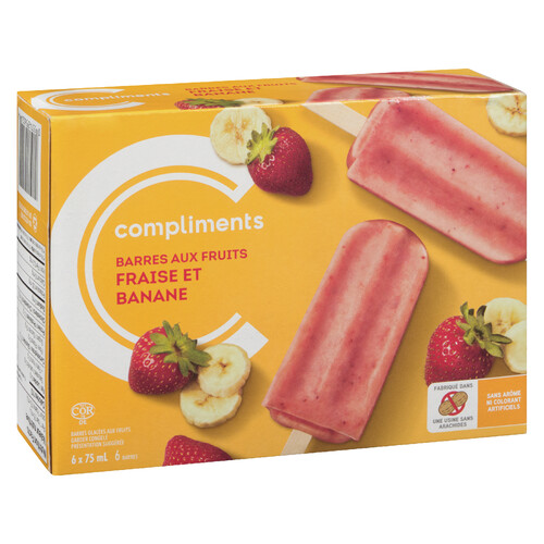 Compliments Frozen Fruits Bars Strawberry Banana 6 x 75 ml