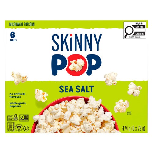 Skinny Pop Microwave Popcorn Sea Salt 6 x 79 g