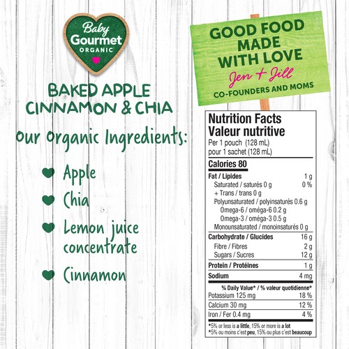 Baby Gourmet Organic Puree Baked Apple Cinnamon & Chia 128 ml