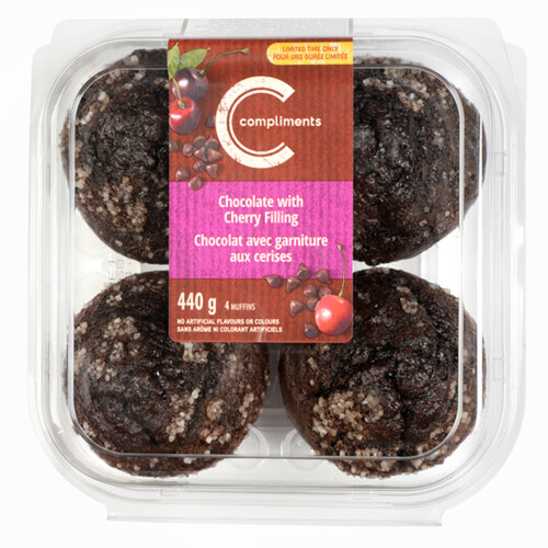 Compliments Muffins Chocolate with Cherry Flavoured Filling 440 g