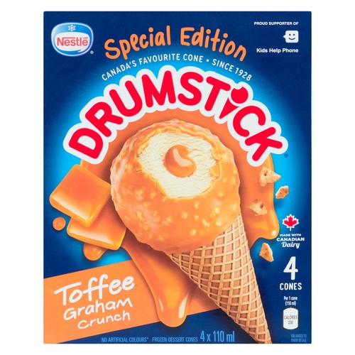Drumstick Frozen Dessert Toffee Graham Crunch 4 x 110 ml