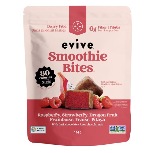 Evive Frozen Dairy Free Smoothie Bites Raspberry Strawberry And Dragon Fruit 144 g