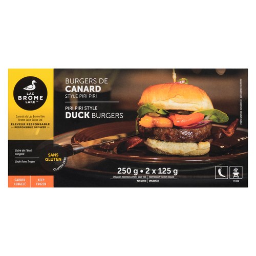 Brome Lake Frozen Duck Burgers Piri Piri Style 2 x 125 g 