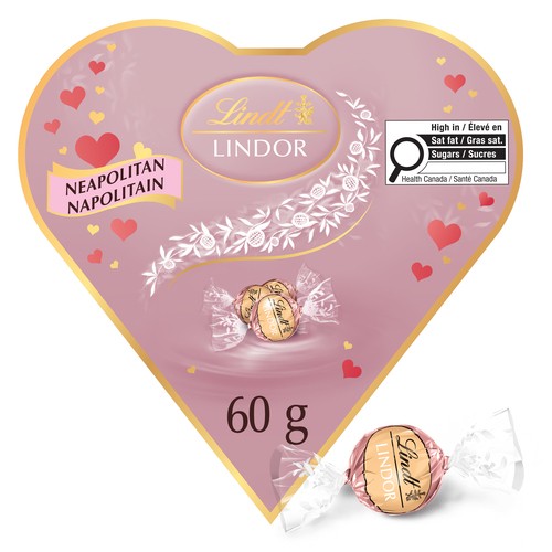 Lindt Lindor Strawberry Flavoured White Chocolate with a Delectably Smooth Milk and White Centre Neapolitan 60 g