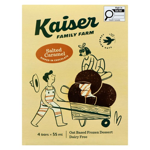 Kaiser Family Farm Frozen Dessert Bars Salted Caramel Dipped in Chocolate 4 x 55 ml