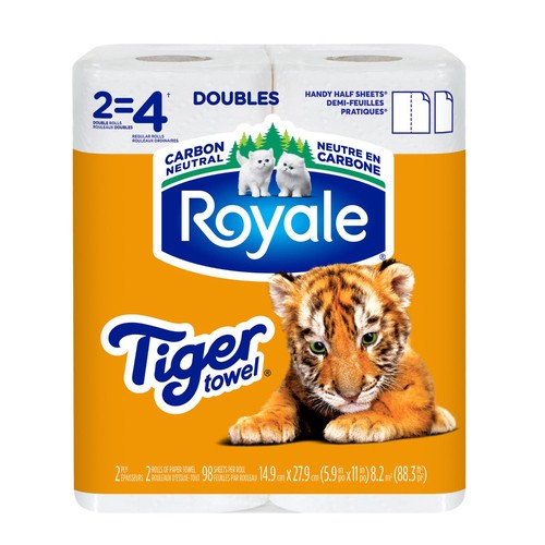 Royale Tiger Towel Paper Towel 2 Equal 4 Handy Half Sheet Rolls