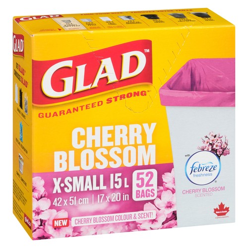 Glad Garbage Bags Cherry Blossom X-Small 15 L 52 Bags