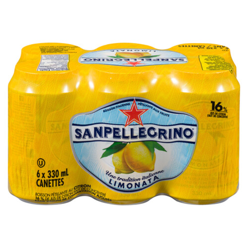 San Pellegrino Sparkling Mineral Water Limonata 6 x 330 ml (cans)