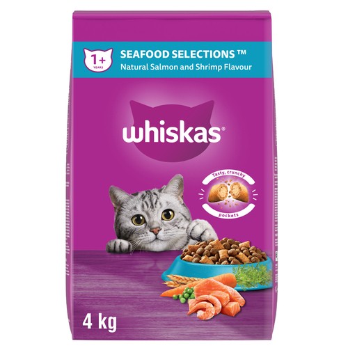 Whiskas Selections Adult Dry Cat Food With Real Salmon 4 kg