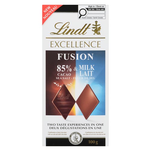 Lindt Excellence Chocolate Bar Fusion 85% Sea Salt Milk 100 g