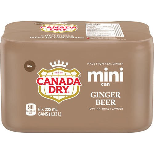 Canada Dry Soft Drink Ginger Beer 6 x 222 ml (cans)